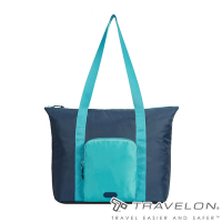 【Travelon美國防盜包】折疊收納肩背袋TL-43606藍/行李袋/旅行袋/環保袋