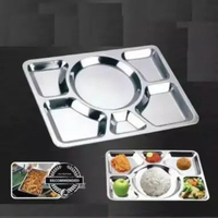 Nampan Tray Piring Stainless Segi Kotak Sekat 6 Awet Kuat Tebal Tahan Panas Food Grade BPA Free Piri