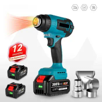 2000W Electric Heat Gun Compatible Makita 18V Battery Cordless Handheld Hot Air Gun with 3 Nozzles Industrial Home Hair Dryer