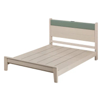 【麗得傢居】艾利5尺實木床架標準雙人床組床台(床頭附插座)