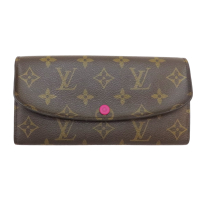 【二手名牌BRAND OFF】LOUIS VUITTON LV 路易威登【再降價】 棕色 原花 帆布 Emilie 雙折長夾 M60136