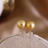 LABB Pure 18K gold Nanyang gold pearl earrings AU750 thick gold women's simple earrings boutique jewelry gift E0053