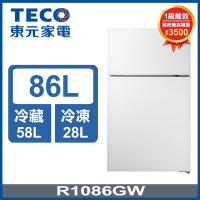 TECO東元 86公升 一級能效定頻右開雙門冰箱 白色 R1086GW