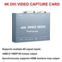 4K PRO BOX DVI HDMI VGA To USB3.0 Capture Card with HDMI Loop Out 1080P 60fps for HD Video Capture Plug and Play