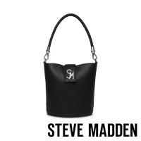 STEVE MADDEN-BARRIE 皮革編織手提水桶包-黑色