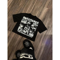 ผู้ชาย Y2K เสื้อยืดบาสเกตบอลกราฟิก Street Hip Hop Y2K พิมพ์แขนสั้นผ้าฝ้ายเสื้อยืดขนาดใหญ่ชุด