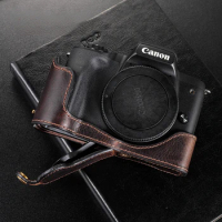 For Canon M50 M50 MARK II Camera Bodysuit Genuine Leather Camera Case Handle Half Bag
