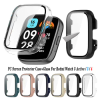 Screen Protector + Glass For Redmi Watch 3 active PC Full Coverage Bumper Tempered Glass For Redmi Watch 3 Protector Frame Case