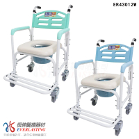 恆伸醫療器材 ER-43012W 鋁合金固定式便椅/便盆椅/洗澡椅/鐵輪(烤漆、白色骨架、有輪可推、可架馬桶)