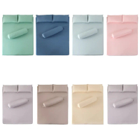 Aussino Solid Color 100% Cotton Fitted Sheet Set / Quilt Cover Set - Elegant, Feminine Design with S