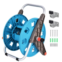 1Set Wall/Floor Mounted Hose Reel ABS+Metal With Hose Adapter For Outside Garden Yard
