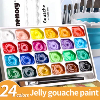 Gouache Paint Set 30ml 24 Colors Portable boxed Jelly Non-Toxic Gouache Artist Watercolor Paints &amp; Palette Painting Art Pigment