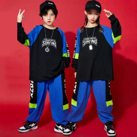 Kids Hip Hop Dance Clothes Girls Long Sleeves Sweater Jogger Pants For Boys Street Wear Jazz Practice Outfit Rave Clothes BL9186