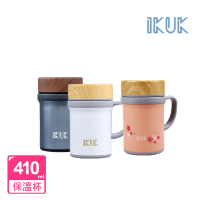 IKUK 艾可 真陶瓷保溫杯-手把咖啡保溫杯410ml(辦公杯 /陶瓷咖啡杯/陶瓷保溫瓶/耐酸鹼/保溫瓶)