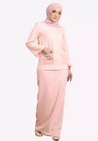 Era Maya Soft Pink Lace Pocket Front Baju Kurung Kedah Moden