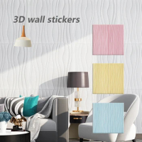 10pcs/16pcs 3D Wall Sticker Wall Panel Ceiling Self Adhesive Moisture Resistant 3D Foam Wallpaper Bedroom Living Room Decoration