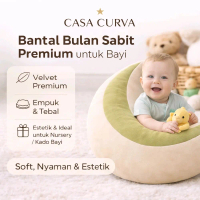 CASA CURVA Bantal Bulan Sabit Bayi Velvet Premium 50x40x13 cm Empuk Tebal Estetik Hadiah Dekorasi W