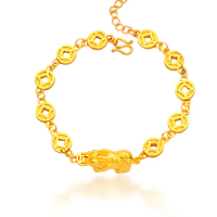 【福西珠寶】買一送珠寶盒9999黃金手鍊 閃亮貔貅金幣手鍊(金重2.32錢+-0.03錢)