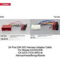 24 Pins DIN ISO Harness Adapter Cable For Mazda 2/3/323/5/6/CX-5/CX-7/CX-9/RX-8/Atenza/Axela/Bongo/Biante/BT-50/MPV