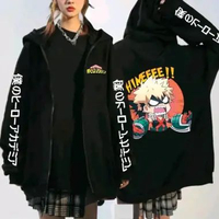 Jacket Hot Anime My Hero Academia Katsuki Bakugou Zipper Hoodies Harajuku Sweatshirt Zip Jacket krem