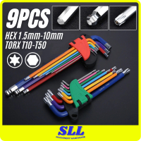 FUTC 9PCS Extra Long L Shape Torx Key Set / 9PCS Ball Point L Shape Hex Allen Key Set Chrome Vanadiu