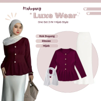 One Set Wanita Kekinian || Ootd Mahogany Classy - Davina Blouse + Rok Duyung + Hijab Pashmina || Kor