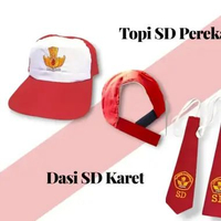 Topi SD Merah Putih Dasi Anak Laki Perempuan Sekolah TOPI SD SAJA PUTRI Merah Putih Perekat
