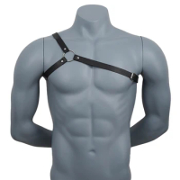 Men Harness Gay BDSM Pu Leather Studded Decor Harness Adjustable BDSM Clothing Sex Belt Erotic Costume chest harness