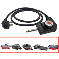 1PC Black Electric Hot Pot Power Cord Temperature Control Coupler Plug