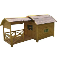 Tqh Outdoor Air Conditioner Dog House Wooden Villa Dog House Cat House Rain-Proof Dog Cage Outdoor Pet Cage