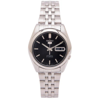 【SEIKO 精工】設計款五號機芯機械錶-黑面x銀色/37mm(SNK361K1)