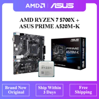 NEW AMD Ryzen 7 5700X R7 5700X 3.4 GHz Eight-Core 16-Thread CPU + NEW Asus PRIME A520M-K Socket AM4 Motherboard DDR4 PCI-E 3.0