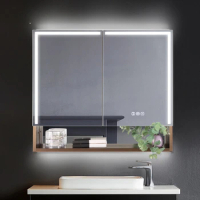 LED Intelligent Induction Bathroom Mirror Cabinet Engineering Hotel Storage Integrated Mirror Cabinet