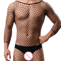 Sexy Fishnet Bodysuits for Men See Through Open Crotch Teddy Lingere Hot Clothing o Sex Underwear
