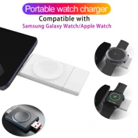2 IN 1 Watch Wireless Charger For Apple Watch 8 7 6 5 Samsung Galaxy Watch 5 Pro/4/3/Active 2 USB Type C Fast Charging Station