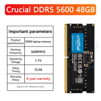 Crucial Laptop Memory DDR5 4800 MHz 5600 MT/s 16GB 24GB 32GB 48GB RAM 262pin SO-DIMM Memory for LEGION Laptop Notebook Ultrabook