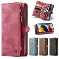 For Apple iPhone 11 Pro Max CaseMe Magnetic Detachable Cover Wallet Leather Case Zipper Bag Card Pockets