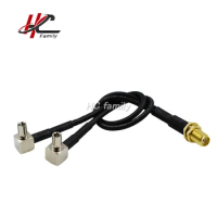 4G LTE Modem cable,sma female to y type TS9 CRC9 angle male connector splitter combiner