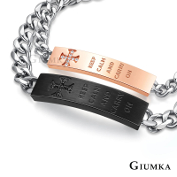 【GIUMKA】情侶手鍊．Keep Calm and Carry On．黑／玫(情人節禮物)