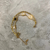 Gelang vc dua layer hitam putih titanium