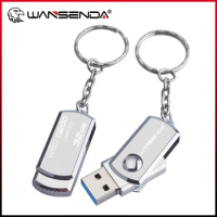 Stainless Steel USB 3.0 USB Flash Drive 256GB 128GB Rotation Pen Drive 16GB 32GB 64GB Pendrive USB Memory Stick with Keychain