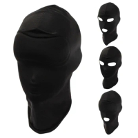 Adult Open Eyes Mouth Headgear Mask Hood Breathable Blindfold Black Full for Head Cover Cosplay Slave BDSM Bondage Sex