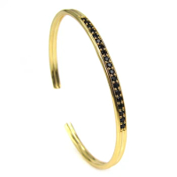 New Brand Men Anil Arjanda Bangles,Micro Pave black CZ &amp; Gold Cuff Bangle Open Bangle For Women Bracelet Men Bangle Jewelry Gift