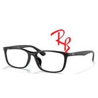 【RayBan 雷朋】簡約方框設計光學眼鏡 亞洲版 舒適加高鼻墊 RB7102D 2000 黑 公司貨