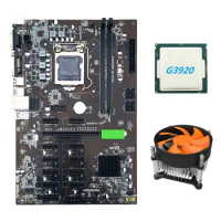 BTC B250 Miner Motherboard with G3920 or G3930 CPU CPU+Cooling Fan 12XGraphics Card Slot LGA 1151 DDR4 USB3.0 SATA3.0 for BTC Mi