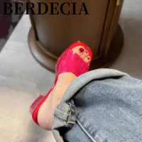 Candy Color Rubber Slide Sandals 2021 New Summer Slippers Women Jelly Sandals Square Toe Chunky Heels Sexy Party Shoes Women