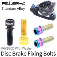 RISK MTB Bicycle Disc Brake Fixing Bolts m6*18mm With Washer Hollow Lightweight Titanium Alloy for Mountain Bike SLX XT Clamp