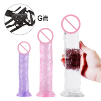Crystal Soft Jelly Big Dildo with Strong Suction Cup Realistic Penis Silicone Huge Dildo for Lesbian Women Masturbation Sex Toys