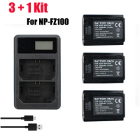 3pcs NP-FZ100 NP FZ100 NPFZ100 Battery + NP FZ100 LED Dual Battery Charger for SONY ILCE-9 A7m3 a7r3 A9 7RM3 BC-QZ1 Camera