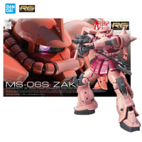 Original Bandai 1/144 RG MS-06S Zaku 2 Commander Type Mobile Suit Assembling Model Anime Movie Figure Toys Collect Gift for Boys